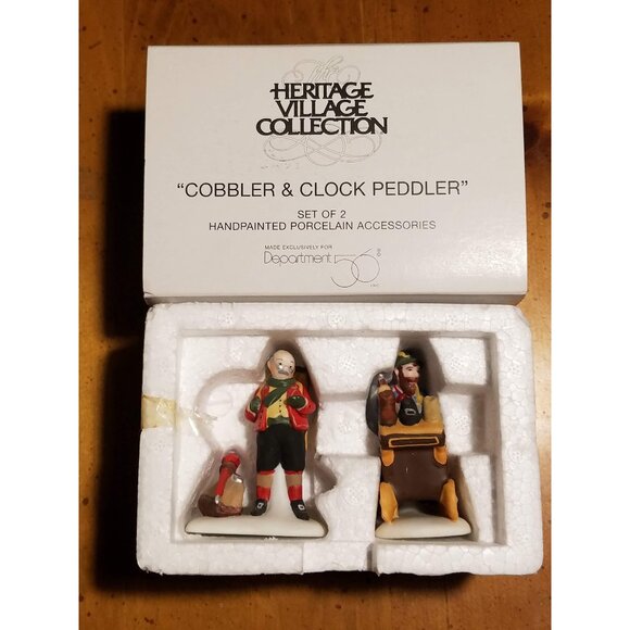 Department 56 Other - "Cobbler & Clock Peddler" set of 2 #5839-4 Heritage Village Collection -Retired-